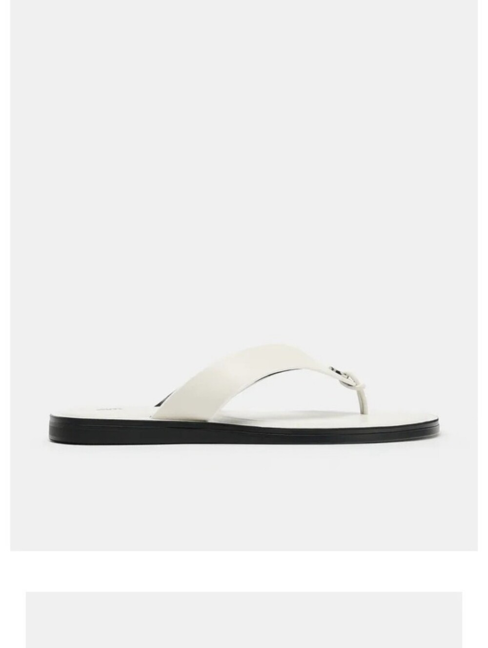 Zara Leather White Thong Sandals with Black Sole - Picture 8 of 12